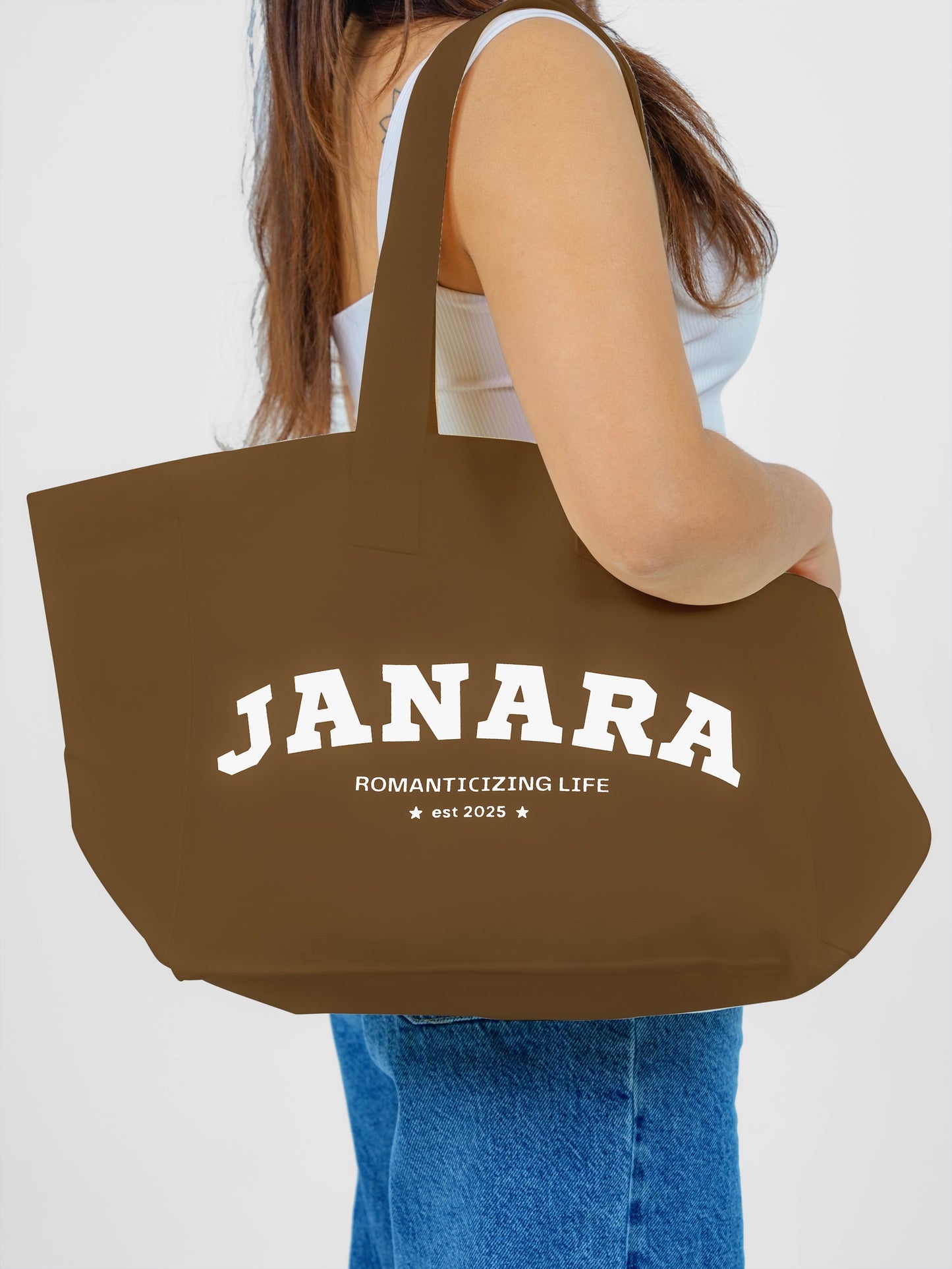 JANARA Varsity Tote (Brown)