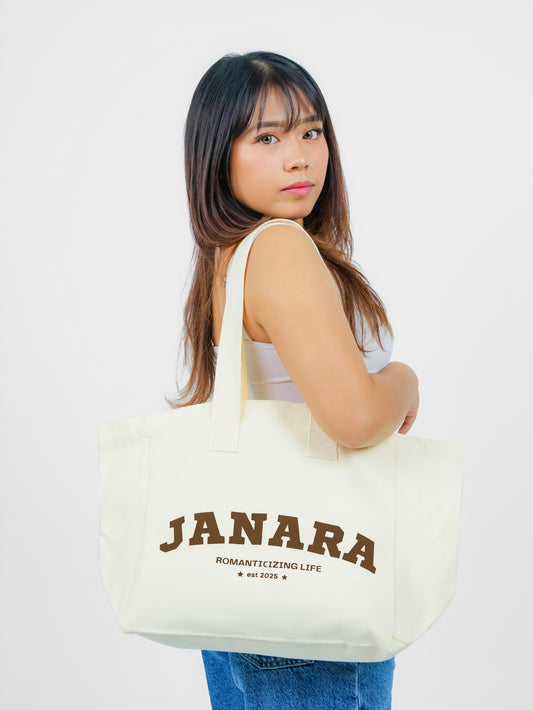 JANARA Varsity Tote (BEIGE)
