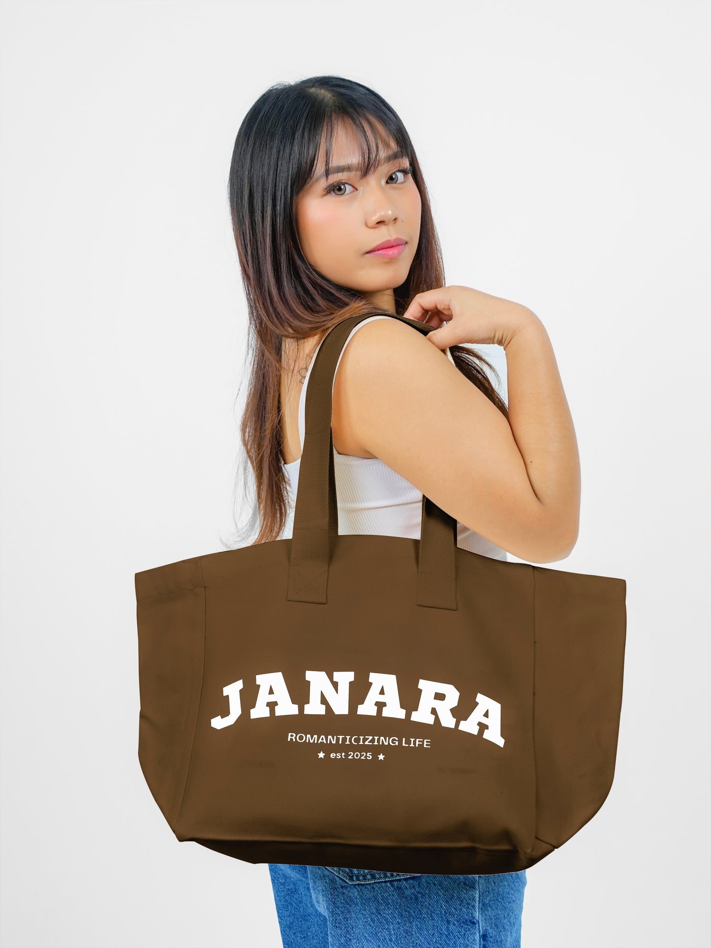 JANARA Varsity Tote (Brown)