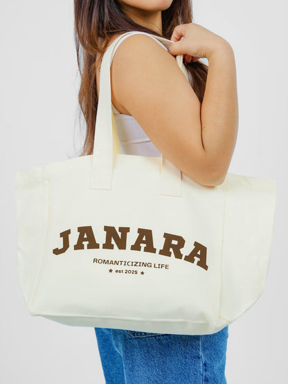 JANARA Varsity Tote (BEIGE)